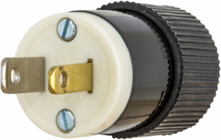 Light Duty 15A 125V 2-Pole Plug, Non-Grounding, 1.12 Inch Width, Composite Material