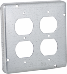 4-11/16 Inch Square Exposed Work Cover for 2 Duplex Outlets, Pre-Galvanized Steel