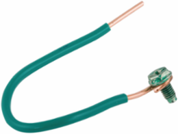 #12 Solid Insulated Copper Wire Pigtail 6 Inch Length, Ground Screws, 0.4 Inch Width