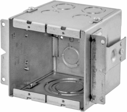 2-Gang Gangable Wallbox, 4 Inch Deep, 2 Inch Knockouts, Steel Material