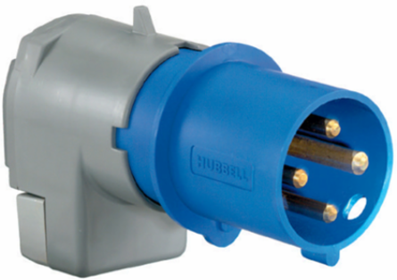 Heavy Duty IEC Male Plug, 100A 4-Pole, 3-Phase Wye 120/208V AC, Blue