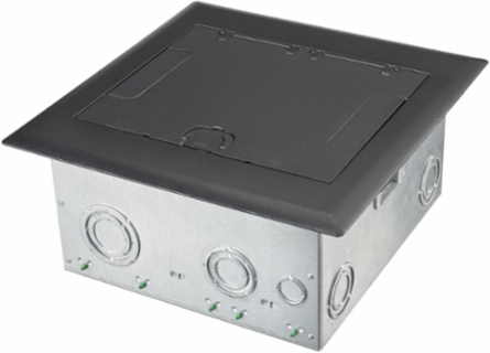 10-Gang Recessed Floor Box, 5.50 Inch Deep, Steel, 10.96 x 10.96 Inch Dimensions