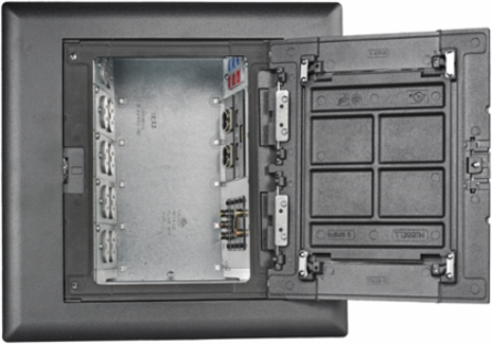 10-Gang Recessed Floor Box, 5.50 Inch Deep, Steel, 10.96 x 10.96 Inch Dimensions