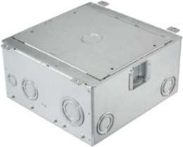 10-Gang Recessed Floor Box, 5.50 Inch Deep, Steel, 10.96 x 10.96 Inch Dimensions
