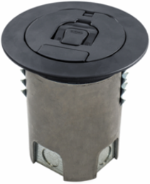 Recessed 4 Inch Round Cast Aluminum Floor Box with Black Cover