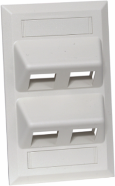Single-Gang Keystone Wallplate, Angled, 4-Port, Light Almond, High-Impact Thermoplastic