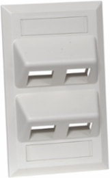 Single-Gang Keystone Wallplate, Angled, 4-Port, Light Almond, High-Impact Thermoplastic