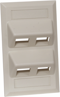 Angled Single-Gang 4-Port Wallplate, Electric Ivory, High-Impact Thermoplastic