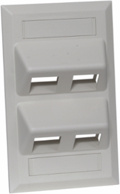 Angled Keystone Wallplate, 1-Gang, 4-Port, Gray, High-Impact Thermoplastic