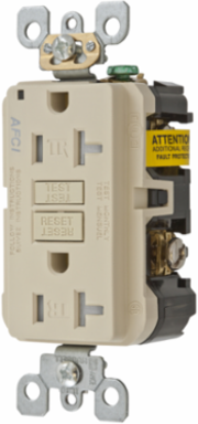20A Ivory Arc Fault Receptacle, Width 3.298 Inch