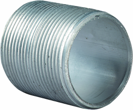 1-1/4 Inch Aluminum Rigid Conduit Nipple, Natural Finish, Tapered Threads (NPT)