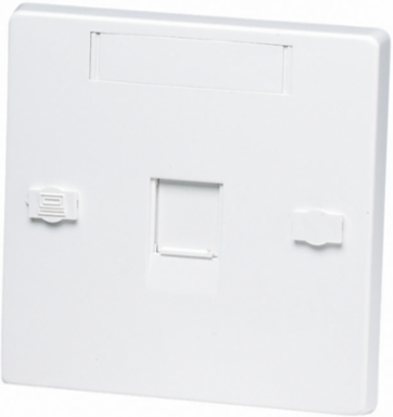 UK-Style 1-Port Beveled Shuttered Wall Plate, 3-1/2 Inch