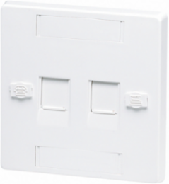 UK Style 2-Port Beveled Multimedia Frame, Single-gang, Shuttered, 3.3 Inch