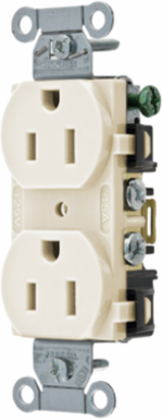 Commercial Specification Grade Duplex Receptacle, 15A 125V, Light Almond