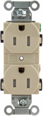 Tamper-Resistant Duplex Receptacle, 15A 125V, Light Almond, 2-Pole 3-Wire