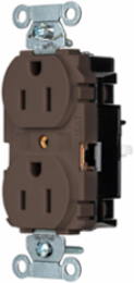 Duplex Receptacle, 15A 125V, 2-Pole 3-Wire, Screwless Terminal, Brown
