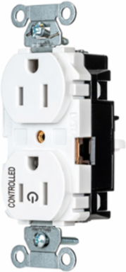 1/2 Controlled EdgeConnect™ 15A Flat Face White Duplex Receptacle