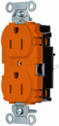 EdgeConnectTM Commercial Grade Duplex Receptacle, 15A 125V, 2-Pole, 3-Wire, Orange