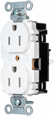 EdgeConnectTM Duplex Receptacle, 15A 125V, Screwless Terminal, White