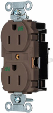 EdgeConnect™ Duplex Receptacle, 20A 125V, 3-Wire, Weather Resistant, Brown