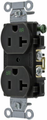 Weather-Resistant Duplex Receptacle, 20A 125V, 2-Pole 3-Wire, Black