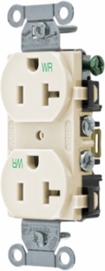 Weather-Resistant Duplex Receptacle, 20A 125V, 2-Pole, Light Almond