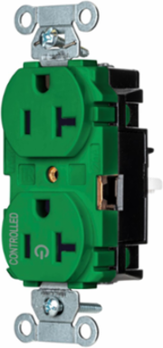 1/2 Controlled EdgeConnect™ 20A Flat Face Green Duplex Receptacle