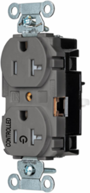 1/2 Controlled EdgeConnect™ 20A Tamper Resistant Flat Face Gray Duplex Receptacle