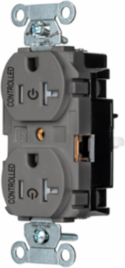 2/2 Controlled EdgeConnect™ 20A Tamper Resistant Flat Face Gray Duplex Receptacle