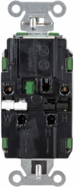 Commercial Grade Duplex Receptacle, 20A 125V, 5-20R, Green, Screwless Terminal