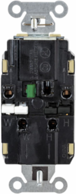 Commercial Grade Duplex Receptacle, 20A 125V, Screwless Terminal, Ivory