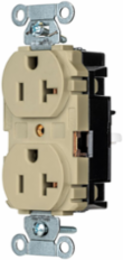 Commercial Grade Duplex Receptacle, 20A 125V, Screwless Terminal, Ivory
