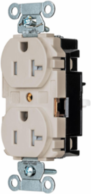 EdgeConnectTM Duplex Receptacle, 20A 125V, Tamper Resistant, Light Almond