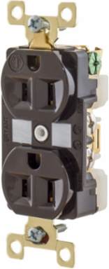 Duplex Receptacle 15A 125V 2-Pole 3-Wire Grounding Brown 3.28 x 1.54 x 1.16 Inch