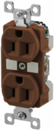 Duplex Receptacle, 15A 125V, 2-Pole 3-Wire, Corrosion Resistant, Brown