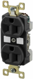 Duplex Receptacle, 15A 125V, 2-Pole 3-Wire, Black, 3.28 Inch x 1.54 Inch x 1.16 Inch