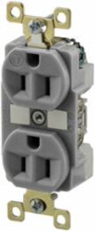 Duplex Receptacle, 15A 125V, 2-Pole 3-Wire Grounding, 3.28 Inch x 1.54 Inch x 1.16 Inch, Gray