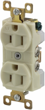 Duplex Receptacle, 15A 125V, 2-Pole 3-Wire Grounding, Ivory, 3.28 Inch x 1.54 Inch x 1.16 Inch