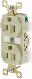 Duplex Receptacle, 15A 125V, 2-Pole 3-Wire Grounding, Ivory, 3.28 Inch x 1.54 Inch x 1.16 Inch