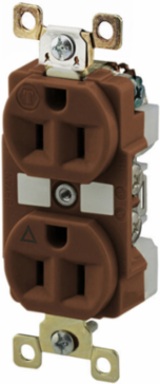 Duplex Receptacle, 15A 125V, 2-Pole 3-Wire, Isolated Ground, Brown