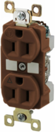 Duplex Receptacle, 15A 125V, 2-Pole 3-Wire, Isolated Ground, Brown