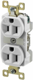 Duplex Receptacle, 15A 125V, 2-Pole 3-Wire Grounding, 5-15R, White, 3.28 Inch x 1.54 Inch x 1.16 Inch