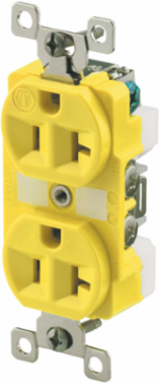 Duplex Receptacle 15A 125V Corrosion Resistant 2-Pole 3-Wire Yellow