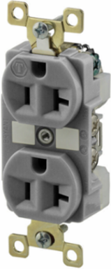 Duplex Receptacle, 20A 125V, 2-Pole 3-Wire, Weather Resistant, Gray