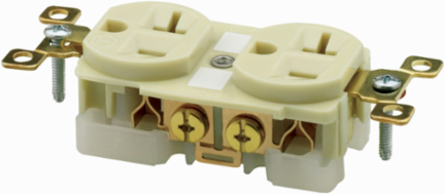 Duplex Receptacle 20A 125V 2-Pole 3-Wire Grounding Ivory 3.28 x 1.54 x 1.16 Inch