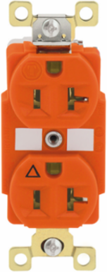 20A 125V Duplex Receptacle, 2-Pole 3-Wire Grounding, Orange, Isolated Ground