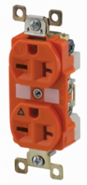 Duplex Receptacle, 20A 250V, 2-Pole 3-Wire, 6-20R, Orange, Isolated Ground