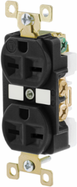 Duplex Receptacle, 15A 250V, 2-Pole 3-Wire Grounding, Black