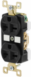 Duplex Receptacle, 15A 250V, 2-Pole 3-Wire Grounding, Black