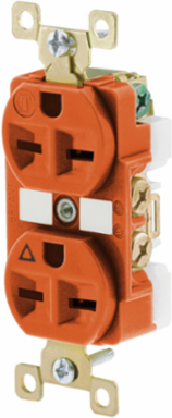 Duplex Receptacle, 15A 250V, 2-Pole 3-Wire, Isolated Ground, Orange